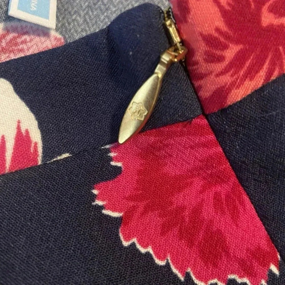 Draper James Darlington Floral Skirt Size 6 Navy‎ Blue Pink Tropical Resort - Picture 6 of 10